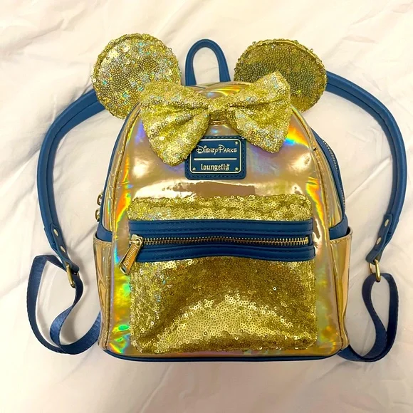 Loungefly Disney Blue and Yellow Backpack Loungefly Disney Winnie The Pooh Verbiage Blue Yellow Mini  main image 3